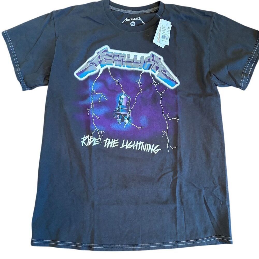 Metallica Ride the Lightning Men's Gray Graphic T-Shirt Size M